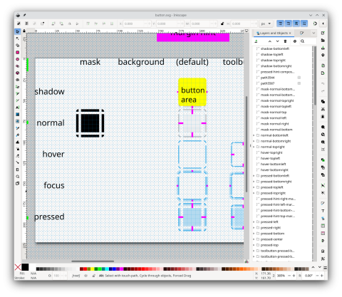 A screenshot of Inkscape showing some of a Plasma SVG theme