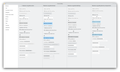 A screenshot of the union-gallery application showing different button controls