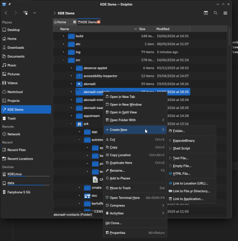 A screenshot of Dolphin runnin with the in-development Union widgets style.